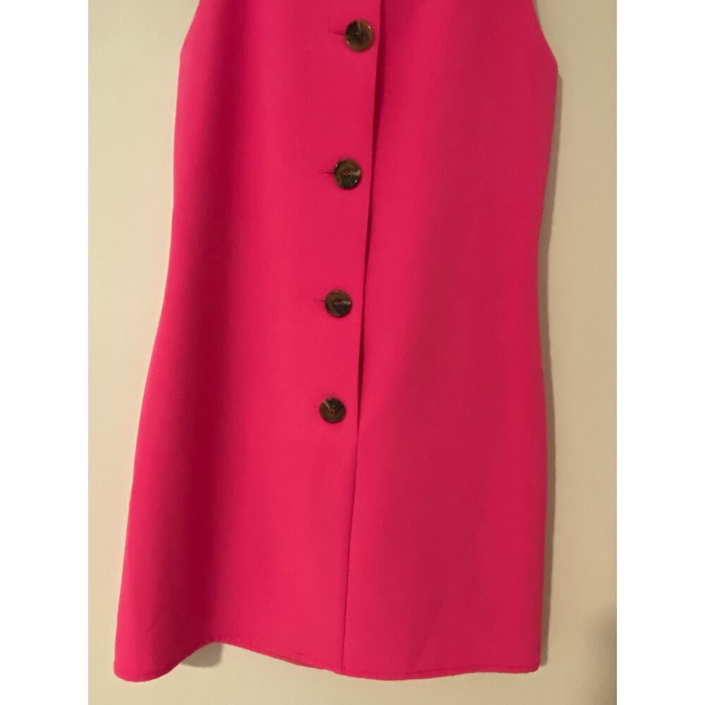 STS Sail to Sable Hot Pink Cowl High Neck Sleeveless Dress Button back EUC XS - Picture 8 of 9